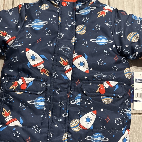 Wippette Fleece Lined Rocket Print Coat - Picture 2 of 4